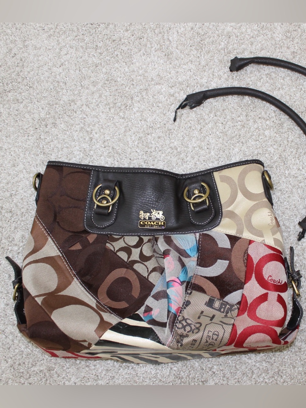 Vintage Coach Patchwork Signature Shoulder Bag Y2K Multicolor AS IS